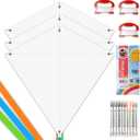 DIY Kites for Kids Kite Making Kit Bulk, Decorating Coloring Kites Party Pack,White Diamond Kite Kits (3 Pack)