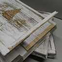 40" Wood Christmas Tree Collar, XL Hexagon Xmas Bottom Cover, Rustic Vintage Skirt for 7.5-11 ft Christmas Tree, Wooden Xmas Oversized Holiday Decor for Home Festive Party(White,Cute)