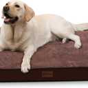 Waterproof Dog Bed Medium Size Dog Orthopedic Dog Beds for Crate with Removable Washable Cover Egg-Crate Foam Pet Pad Mat with Anti-Slip Bottom, 35x22 Inch, Brown