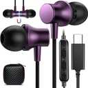 COOYA USB C Headphone Type C Wired Earbuds for iPhone 17 16 15 Pro Max iPad 10 Air 6 Pixel 9 8 Magnetic Bass Noise Canceling In-Ear Earphone+Mic for Samsung Galaxy S25 Ultra A16 S24 S23 S22 OnePlus 13 (Purple)