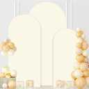 MODFUNS Spandex Arch Covers - 3 Pack - 6, 6.6, and 7.2 Feet - Ivory - Double-Sided Arched Support Covers for Wedding, Reception, and Baby Shower Decorations