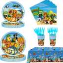 73PCS Italian Brainrot Birthday Decorations Supplies Set  Plates, Dessert Plates, Cups, Napkins, Knives & Forks with Tablecloth for Surreal Theme Parties, Vibrant Brain Rot Birthday Decorations