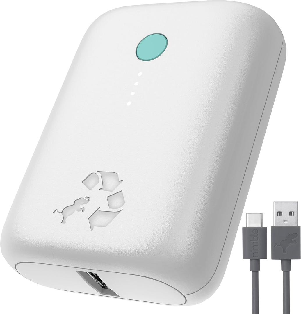 Nimble Champ Lite Portable Charger, 5200mAh Fast Charging Power Bank 15W USB C and A Port with Cable, Travel Essential Battery Pack for iPhone Galaxy Pixel MacBook iPad Kindle Airpod Laptop Tablet (STONE)