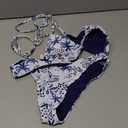 MakeMeChic Women's Polka Dots Triangle Thong Bikini Sets Floral Cute Bathing Suit Swimsuits S