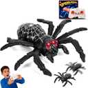 Remote Control Spider, Wall Climbing Spider with LED Red Eyes, Climbs Smooth Walls & Ceilings, RC Creepy Crawly Spider for Kids 3+ (No Assembly), Indoor Halloween Christmas Birthday Gift (Black)