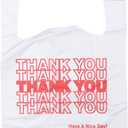 Small Economy "Thank You" T-Shirt Bags - 1/12 BBL - 7"X3.5"X13" - 1000 Bags Bulk - 13 Mic - White - For Retail, Groceries, Merchandise, Convenience Store, Supermarket, Restaurant