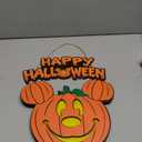 Halloween Pumpkin Decorations, Glow in The Dark Halloween Wall Decorations Wooden Mouse Pumpkin Wreaths for Front Door Indoor Outdoor Sign