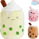 Athoinsu Green Boba Tea Plush Pillow 20'' Giant Kawaii Matcha Milky Stuffed Bubble Animal Toy Birthday Christmas Holiday Valentines Gifts for Kids,Girls,Boys (Large)