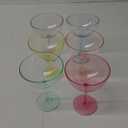 Colored Coupe Glasses - Martini , Cocktail & Champagne Glasses 7oz | Set of 6 | Cute & Colorful Pastel Colored Crystal Cocktail Glassware , Fun Classic Goblet Cocktails Glass, Stemmed Ripple Glassware