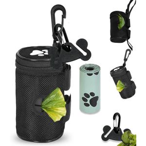 Dog Waste Bag Dispenser Pet Poop Bags Holder for Doggie Waste Bags Dispensers Soft Fabric Zipper Small Doggy Puppy Pouch for Leash Accessory Attachment with Carrier,Paw Print, No-XYBbk (2 Count (Pack of 2))