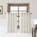 Cream Small Linen Textured Curtains 54 Inches Length House Kitchen Semi Sheer Short Curtains Back Tab Pocket Boho Light Filtering Tier Window Curtain for Bathroom 36Wx54L