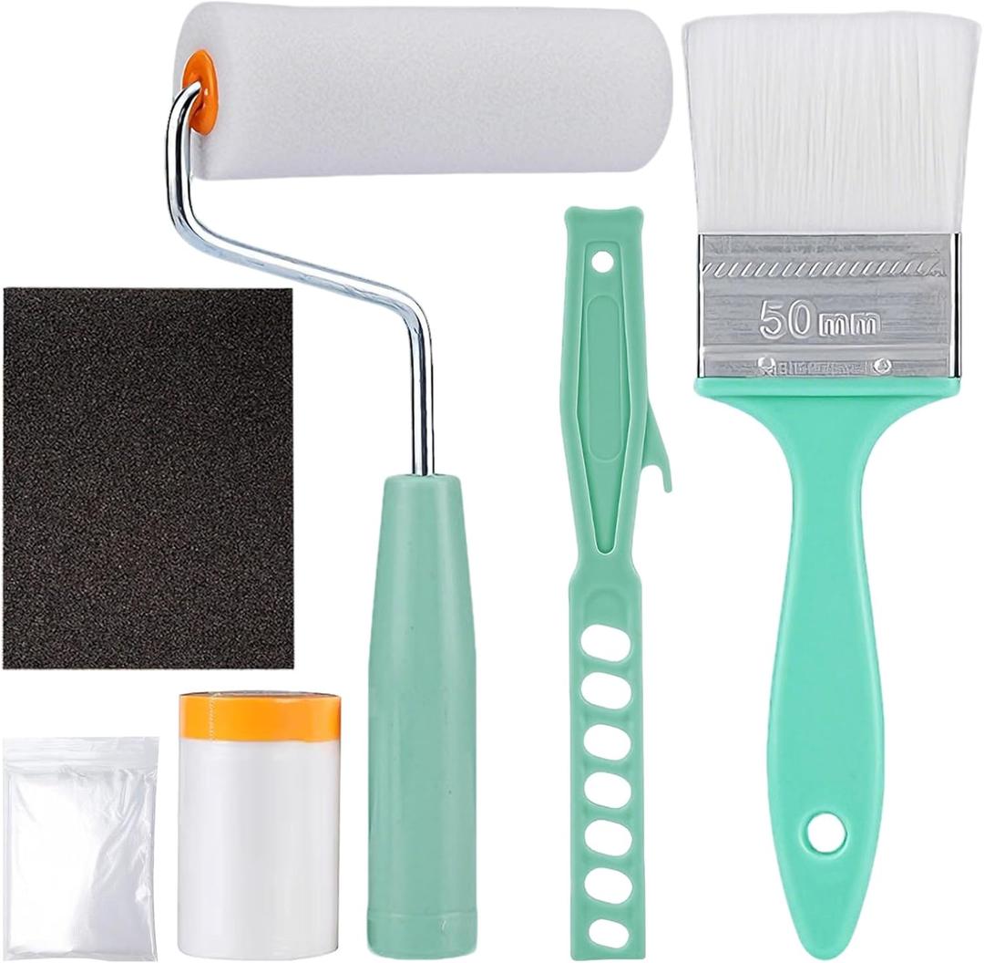 6 Pieces Wood Grain Painting Roller Kit,Wood Grain Roller Painting Tool with Handle DIY Graining Tool Paint Roller Tool Set for Wall Floor Furniture Room Art Decoration