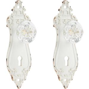 SOFFEE DESIGN 2pcs Vintage Cabinet Pulls Dresser Drawer Knobs, Distressed Closet Handles with Clear Resin Knob - White