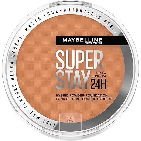 Maybelline Super Stay Up to 24HR Hybrid PowderFoundation, MediumtoFull Coverage Makeup, Matte Finish, 340, 1 Count