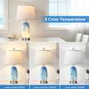 Coastal Glass Table Lamp Set of 2 with 7 Lighting Modes, 3-Color Temperature Modern Nightstand Lamp with USB A+C Port, Blue-White Nautical Bedside Lamp for Living Room Bedroom(LED Bulbs Included)
