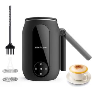 Electric Milk Frother with Foldable Handle, 4-in-1 Milk Steamer, 8.5oz/250ml Coffee Foamer, Portable One Unit Warm & Cold Milk Foam for Macchiato, Latte, Cappuccinos