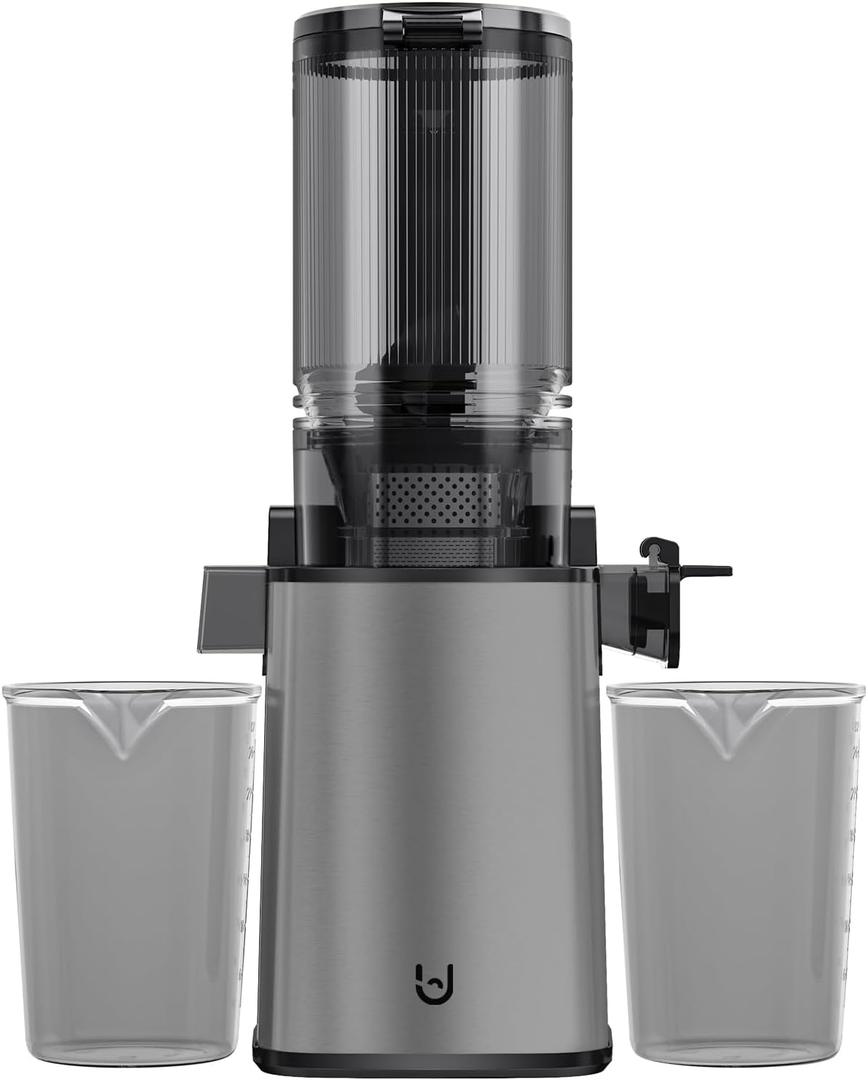 Masticating Juicer Machines, 5.8" Inch Feeding Chute Supports Whole Fruits and Vegetables350W Slow Cold Press JuicerEasy to Clean (Stainless Steel)