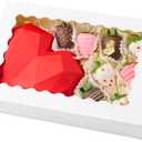 Kucoele 20 PCS Bakery Boxes with Window, 12 x 8 x 2.5 Inches Pastry Boxes Auto-Popup Treat Boxes for Chocolate Covered Strawberries, Cookies, Muffins, Donuts, Breakable Hearts