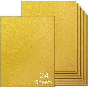 Gold Glitter Cardstock 8.5 x 11 Thick Paper, 24 Sheets Sparkly Cardstock No Shed for Card Making, Crafts, DIY Art Project,Birthday, Wedding Party Decor 92 lb/250 gsm