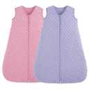 Fleece Baby Sleep Sack 0-6 Months, 1.5 TOG Cotton Baby Wearable Blanket With Soft Plush Dots, 2 Pack Newborn and Infant Warm Sleeping Sack with 2-Way Zipper Pink&Purple (Small)