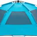 Easthills Outdoors Instant Shader Enhanced Deluxe XL Beach Tent Easy Set Up 4-6 Person Popup Sun Shelter 99" Wide for Family UPF 50+ Double Silver Coating with Extended Zippered Floor Pacific Blue