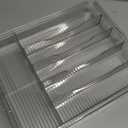 Lifewit Silverware Organizer for Kitchen Drawer, Clear Expandable Utensil Tray for Spoons Forks Knives, Adjustable Flatware Cutlery Holder Storage, Large