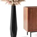 Large Floor Vase 31.5" Matte Black, Resin Geometric Faceted Vase with Angular Multi-Surface Design for Dried Pampas Grass Branches, Modern Decor for Living Room Corner