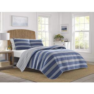Nautica - Queen Quilt Set, Cotton Reversible Bedding with Matching Shams, Home Decor for All Seasons (Saltmarsh Blue, Queen)