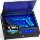 Gun Safe, Biometric Gun Safes for Pistols with LCD Display of Temperature Humidity, Fingerprint Quick Access Pistol Safe Solid Handgun Safe
