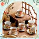 Teenyyou Set of 18 Tea Cups and Saucers Tea Party Decorations Floral Porcelain 5.4 oz British Gift for Women Birthday Party, Church, and Mother's Day (Vibrant Style)