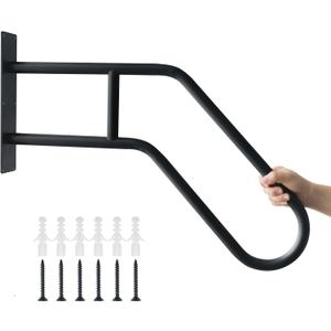 Handrails for Outdoor Steps Stair Railing Indoor, U-Shaped Wall Mount Stair Handrails for 1-3 Steps, 22.8in Safety Grab Bars with Matte Finished for Elderly, Kids, Disabled, Pregnant Women Black