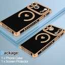 OOK Magnetic Case for iPhone 17 Pro Max 6.9 Inch [Wireless Charging Compatible] Soft TPU Heart Design Phone Cover with Screen Protector Shockproof Protection Slim Case for Women - Black (Black (NO Strap))