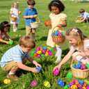 60 PCS 3.1" Plastic Printed Easter Eggs Bulk, Bright Colorful Fillable Empty Easter Eggs Bulks for Egg Hunt, Kids Easter Basket Stuffers Fillers Classroom Prizes Rewards Party Favors for Boys Girls