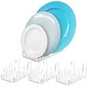 Yoande 4 Pcs 3 Tier Plate Dinnerware Display Stand Acrylic Clear Plate Stand China Platters Holder Setting Racks for Kitchenware Display Cabinet Organizer