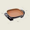 bella Electric Skillet and Frying Pan with Glass Lid, Nonstick Coating, Cool Touch Handles, Removable Heating Probe, Dishwasher Safe, 12 x 12 inch, Copper