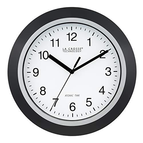 La Crosse Technology WT-3102B 10-Inch WWVB Self-set Analog Wall Clock and automatic DST reset,Black/silver