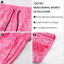 DIOTSR Mens Graphic Shorts Boho Paisley Shorts Athletic Basketball Bandana Shorts Running Streetwear Drawstring Waist (Pink, XS)