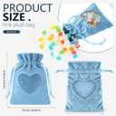 Yoojahow 48 Pcs Blue Velvet Organza Gift Bags with Drawstring 4 x 6 Inch Velvet & Heart Organza Jewelry Pouches Glossy Small Cloth Bag for Wedding Bridal Shower Baby Shower Party Favor, Blue and White