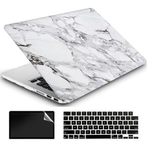 Compatible with MacBook Air 13 Inch Case 2022 2021 2020 Release A2337 M1/A2179 with Retina & Touch ID, Plastic Hard Shell Case & Keyboard Cover & Screen Protector - White Marble