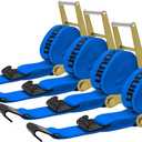 4Pack 4 inch Ratchet Straps Flatbed 4x30 Truck Strap with Flat Hook for Flatbed Trailer Winch Strap Heavy Duty 4 inch Ratchet Straps Flatbed Blue, 4 Inches X 360 Inches