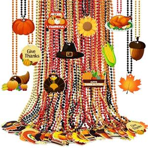 36PCS Thanksgiving Beaded Necklaces Bulk Fall Bead Party Supplies Favors 12 Styles