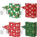 AmazingSpark 100 Pieces Christmas Gift Bags Bulk Xmas Treat Candy Goodie Bags with Santa Snowman Christmas Tree Elk Pattern for Xmas Party Favors Gift Wrapping