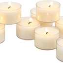 Stonebriar 48 Count White Unscented Smokeless Long Burning Clear Cup Tea Light Candles with 6 to 7 Hour Burn Time