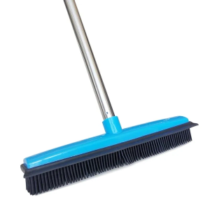 Rubber Broom with Telescopic Handle Pet Hair & Lint Removal Sweeper 