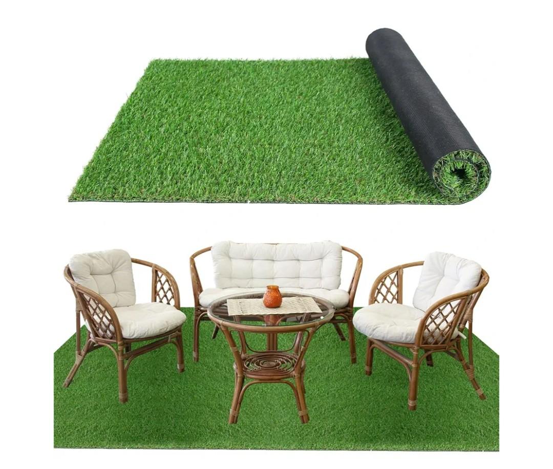 XLX TURF Artificial Grass Outdoor Turf Rug - 4FT X 6FT High Density Realistic Fake Grass Carpet for Patio Balcony Indoor Flooring Decor 15mm/0.6inch Low Pile Height