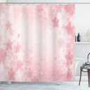 Ambesonne Nature Shower Curtain, Cherry Blossoms Pattern in Shabby Form Style Flourish Themed Fashionable Artwork Print, Cloth Fabric Bathroom Decor Set with Hooks, 69" W x 75" L, Pink