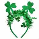 2 x Doneace St. Patrick's Day Headband Green Clover Hair Bands Shamrock Head Bopper Hair Accessory for Women Irish Costume Headbands Parade Party Favors