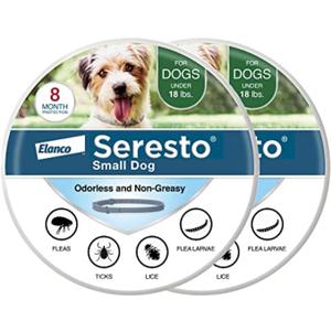 Seresto Small Dog Vet-Recommended Flea & Tick Treatment & Prevention Collar for Dogs Under 18 lbs. | 2 Pack (Gray)