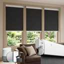 Motorized Blinds with Remote, Blackout No Drill Cordless Smart Roller Shades, Automatic Blinds for Windows, Black,35" W x 72" H