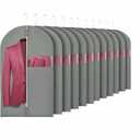 24"X40" 12PACK Garment Bags for Hanging Clothes Travel Suit Cover Bag for Closet Storage with Clear Window Non-Woven Fabric Protector Bag with Zipper for Suits,Coats,Shirt,Jackets,Sweaters Gray